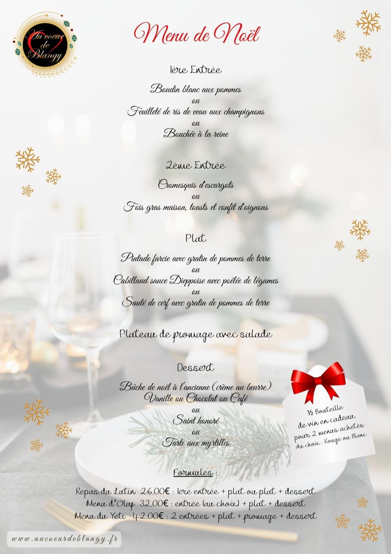 2023 MENU NOEL