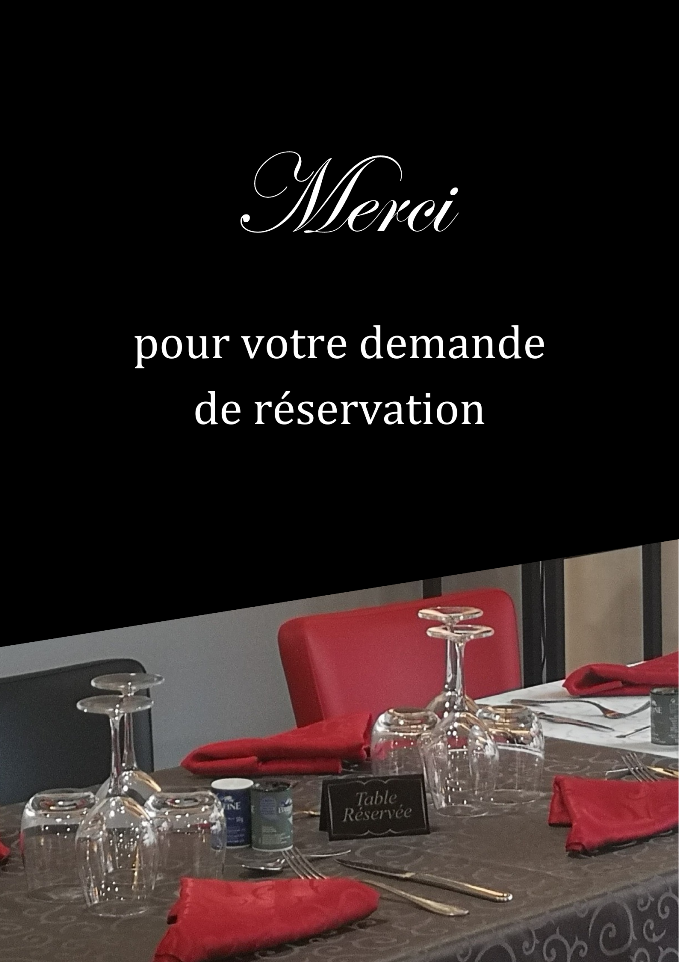 Merci pour votre demande de réservation