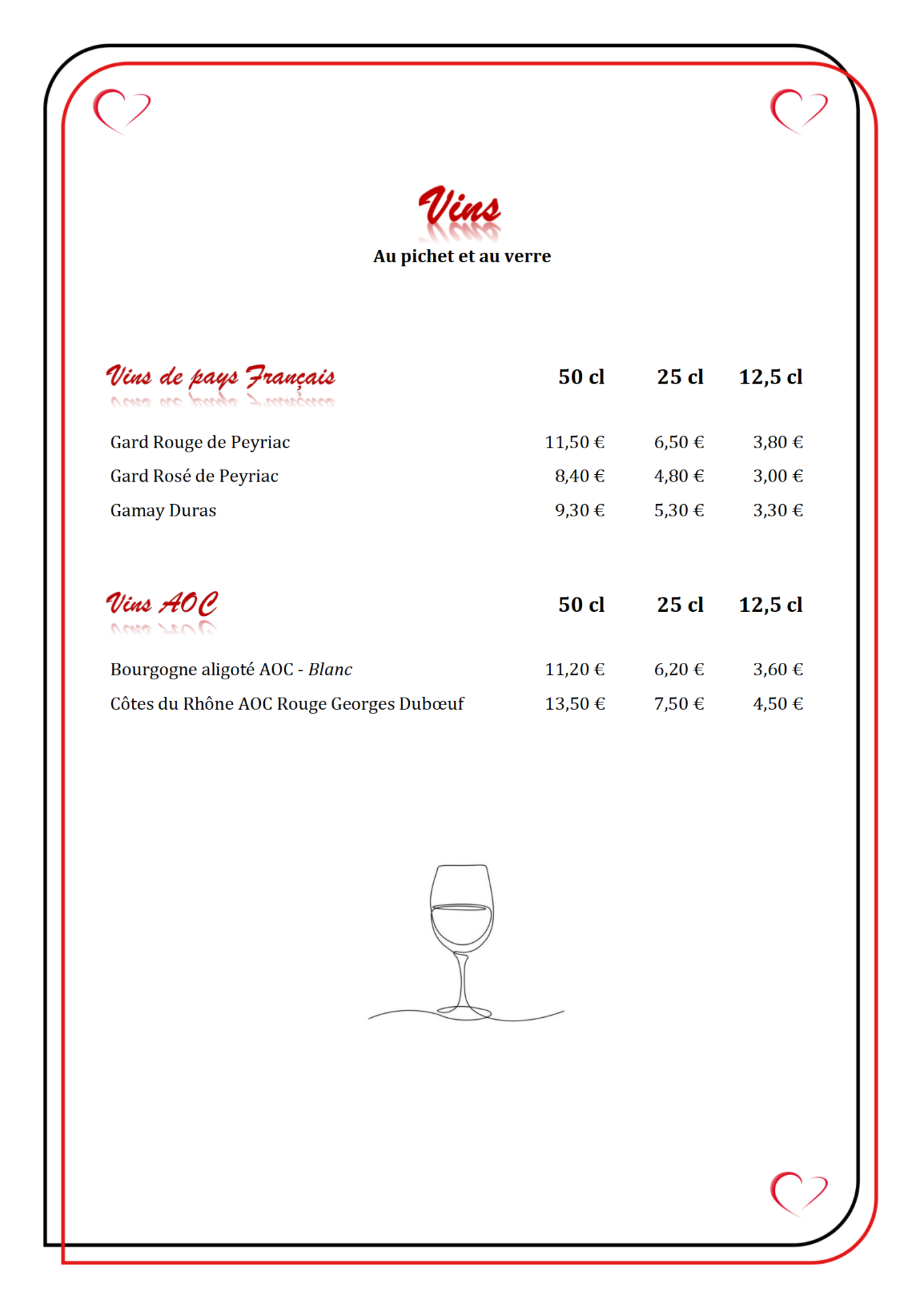 Boissons 3t25 vins pichets et verres