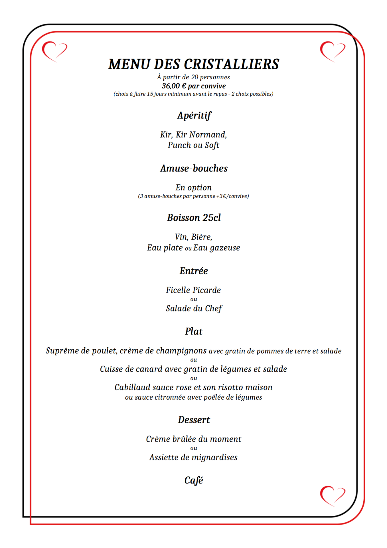 Menu de groupe cristalliers