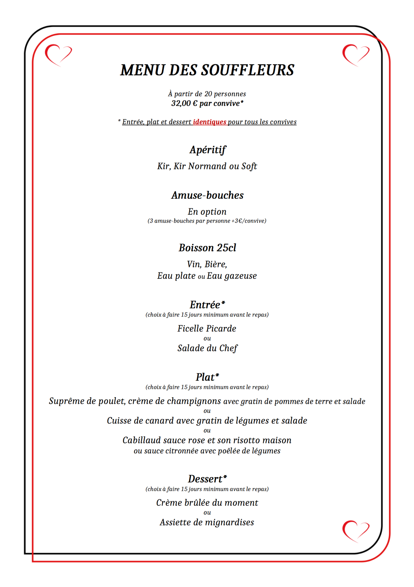 Menu de groupe souffleurs