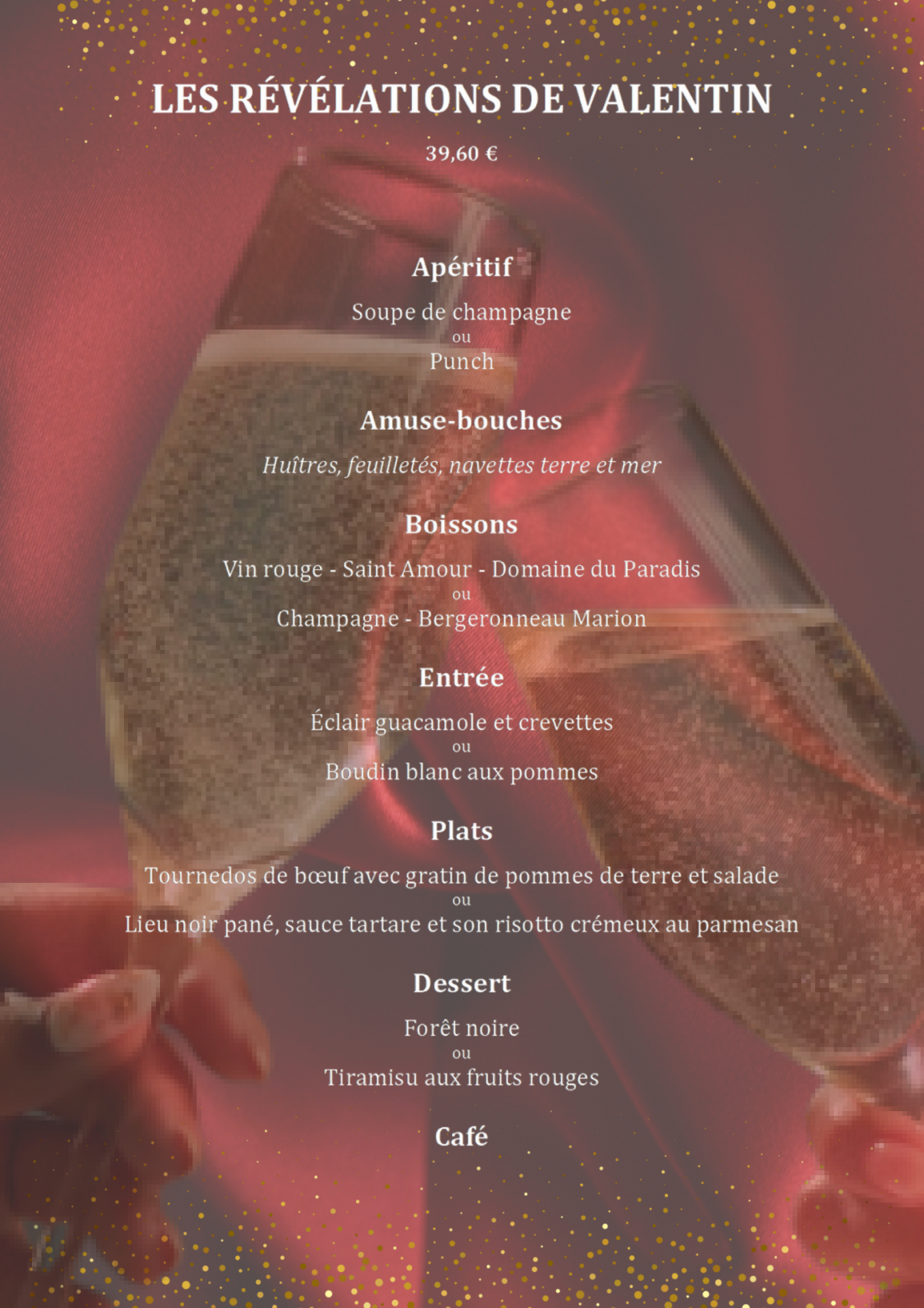 Menu de St Valentin