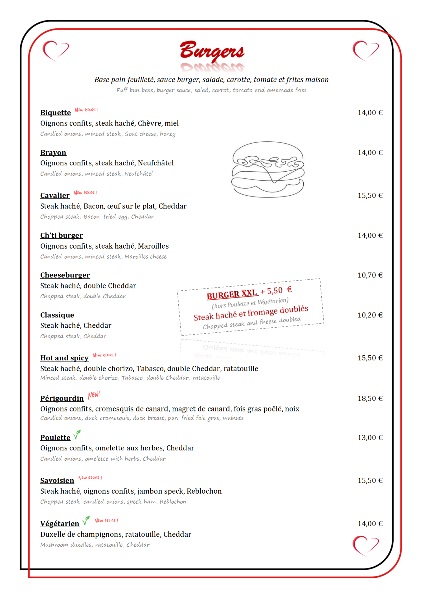 Sur place 3t25 burgers